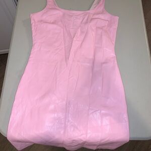Amanda Uprichard Margot Faux Leather Mini Dress in Light Pink